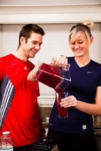 Couple having a smoothie