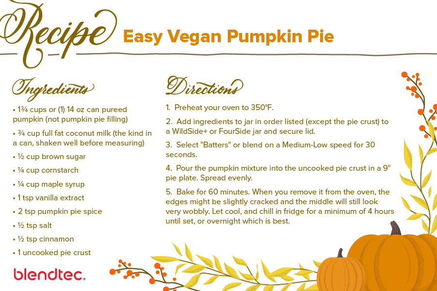 pumpkin pie recipe card